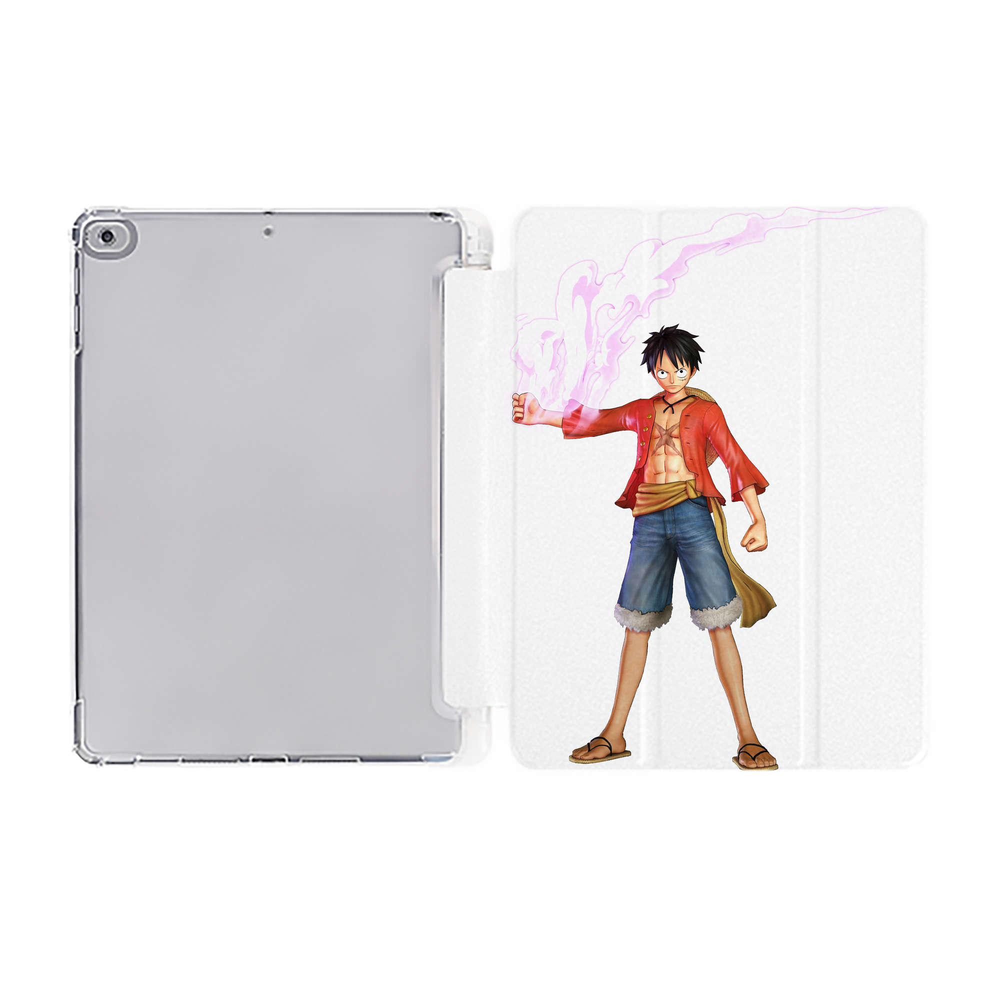 （画像用） ワンピース モンキー・D・ルフィ ONE PIECE Monkey D. Luffy IPad ケース ペン収納付き 三つ折りスタンド PUレザー×シリコン 対応機種9.5/10.5/10.9インチ